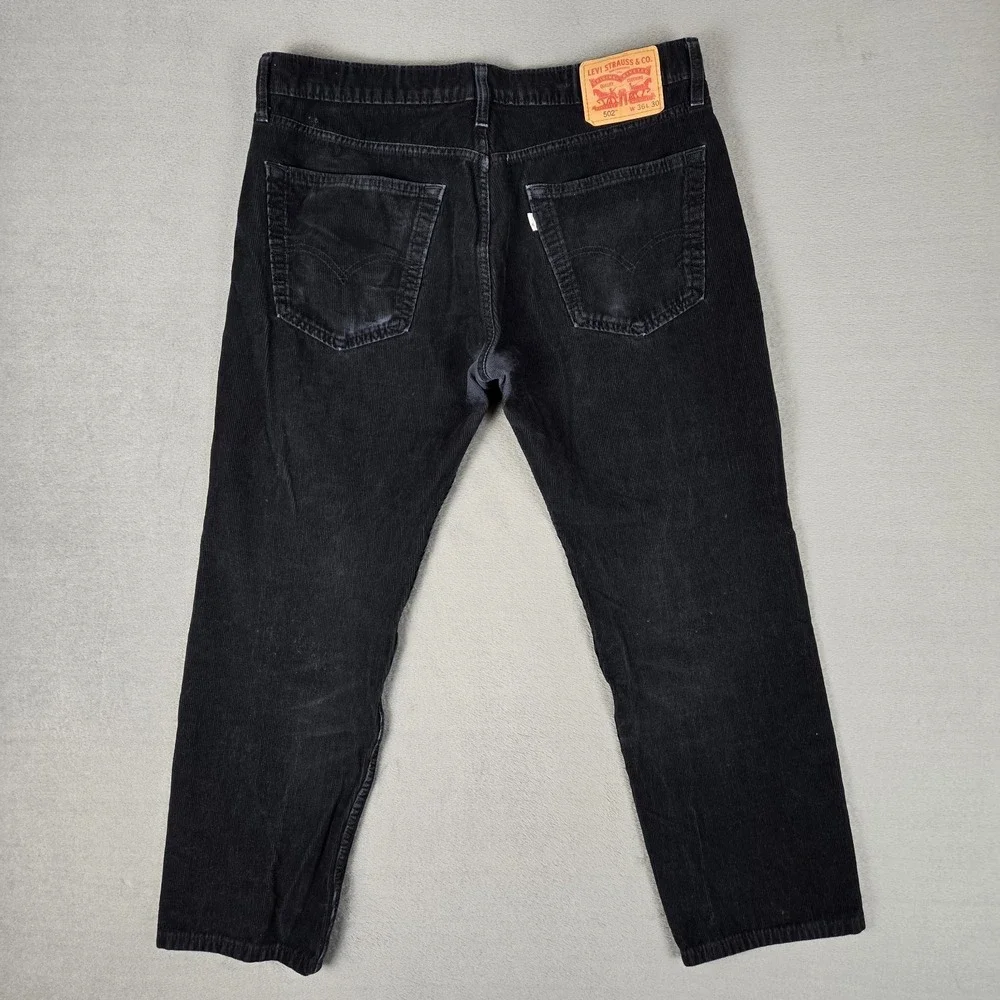 Levis Pants Mens 36x26 502 Straight Fit Corduroy Black‎ White Tab Cot5on *READ